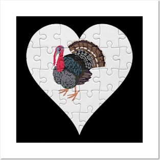 Jigsaw  Turkey Heart Design - Farm Animals Turkey Posters and Art